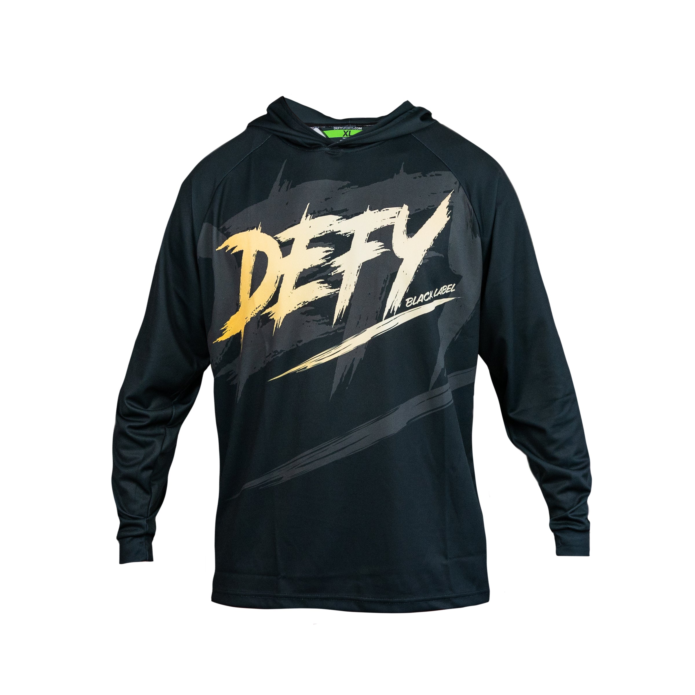 ウェア AUTHENTIC LOGO RIBBED TRAINING PISTE Defy Dry Fit Gym Hoodie Black Label Stripe | Defy Paintball – DEFY