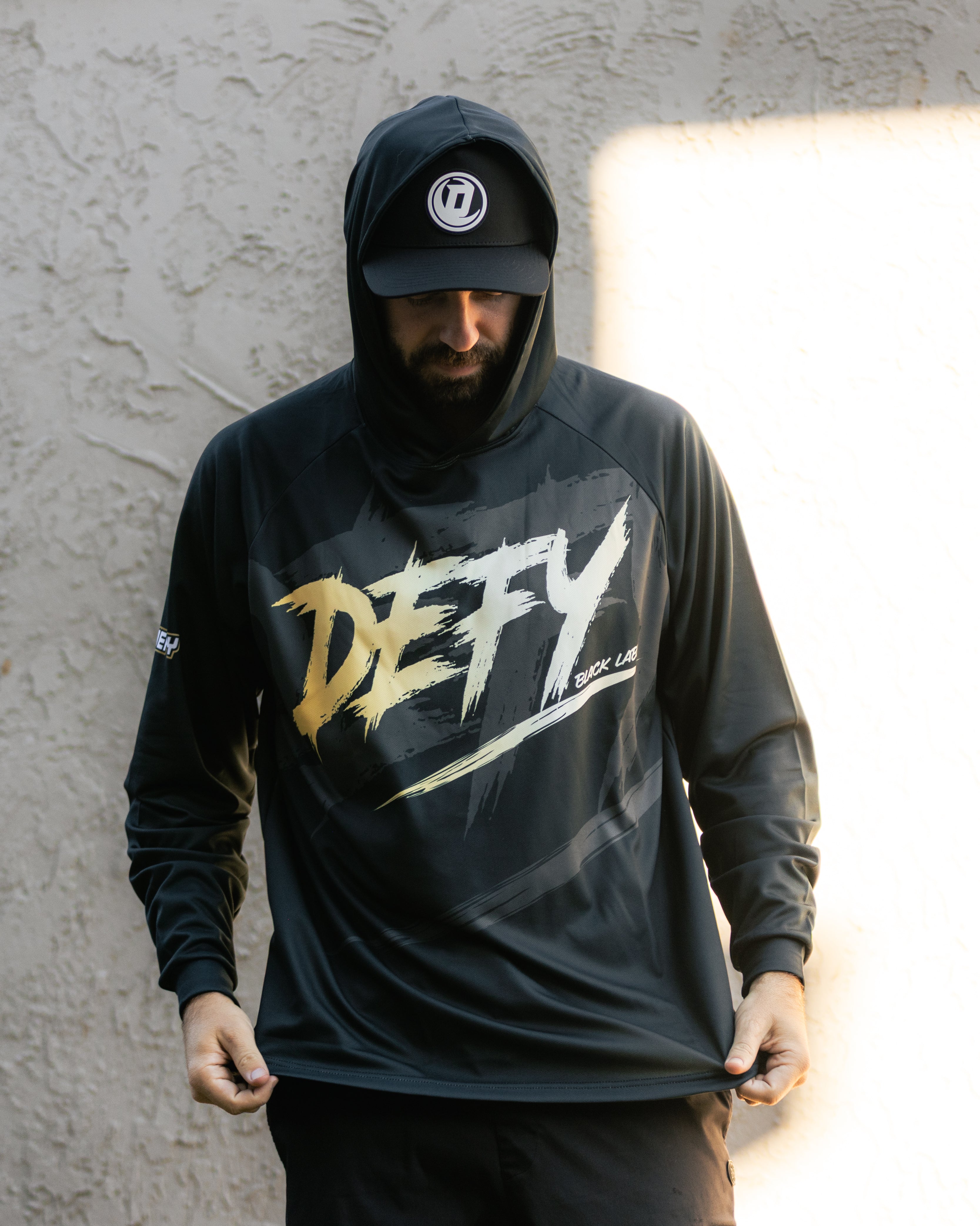 Defy Dry Fit Gym Hoodie – "Black Label Stripe"