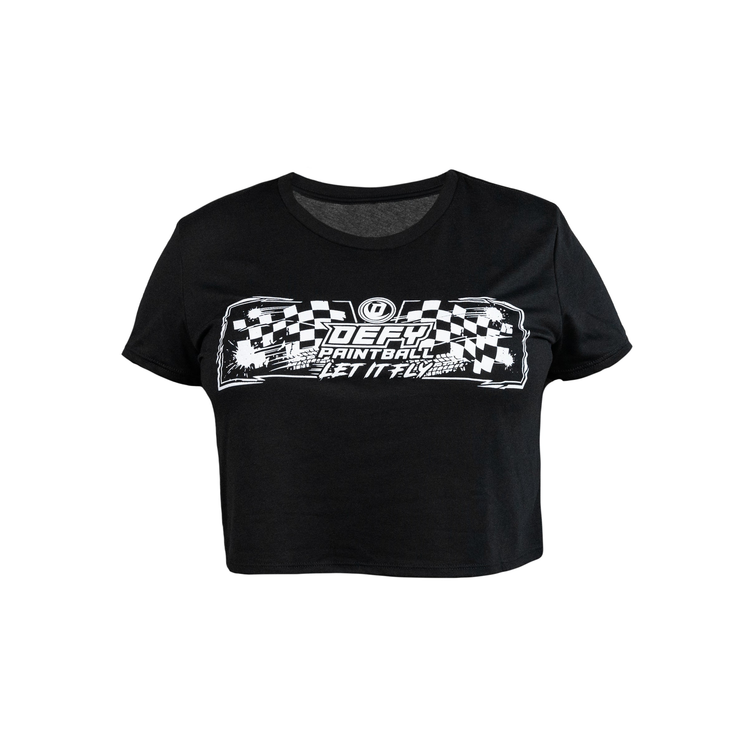 Defy Racer Black Cotton Women's Crop Top
