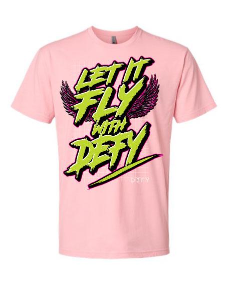 Defy Let it Fly Grid Pink Cotton T Shirt - DEFY PAINTBALL