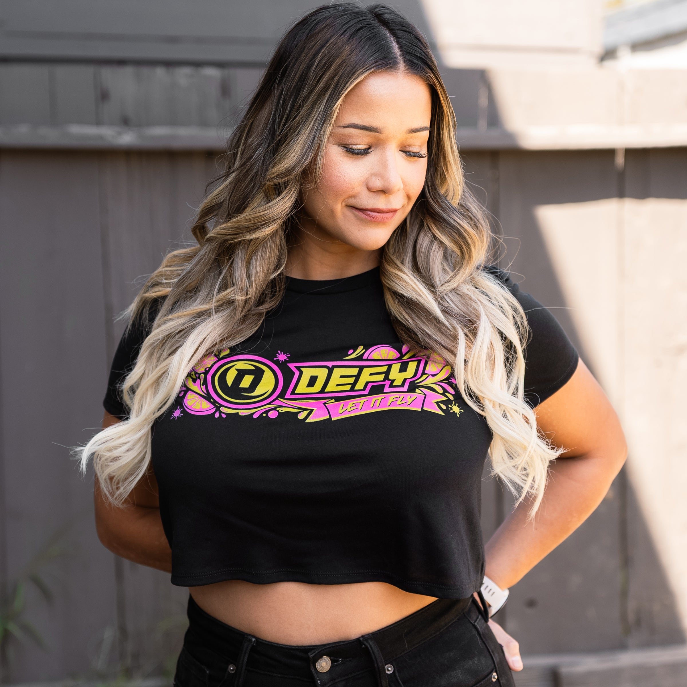 Defy Lemonade Black Cotton Womens Crop T Shirt - DEFY PAINTBALL
