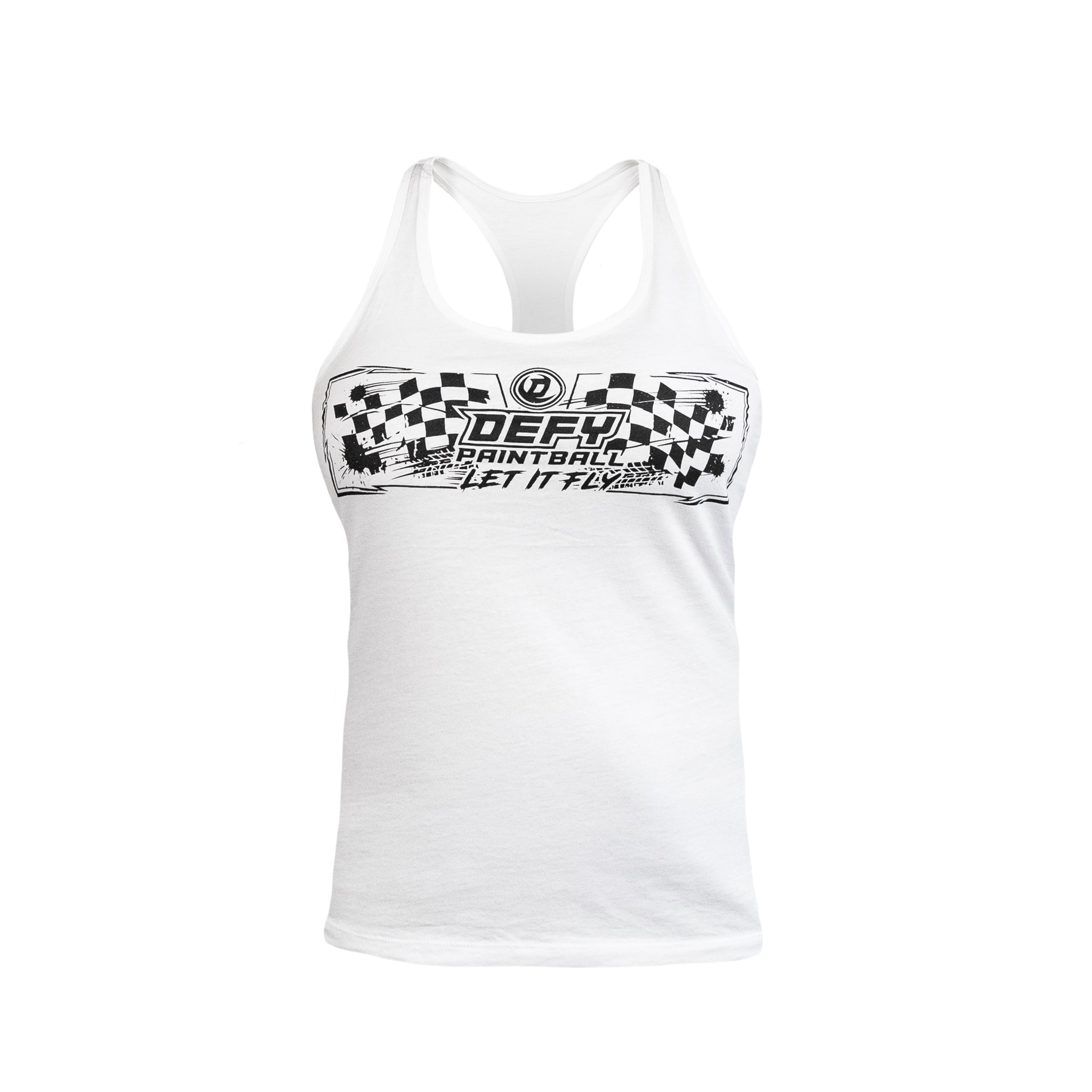 Defy Racer White Cotton Womens Tank Top
