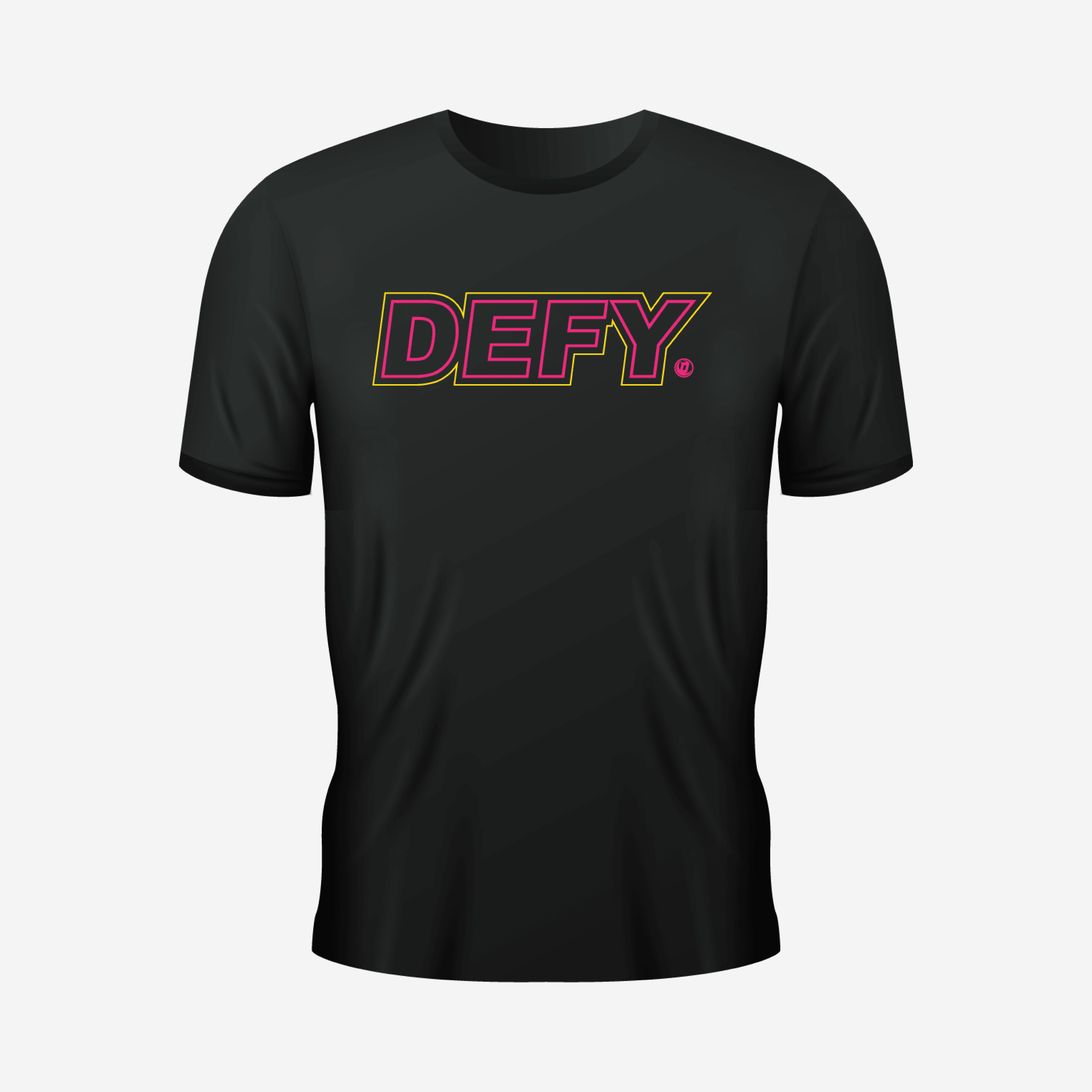 Defy Pink Yellow Logo Black Cotton T Shirt - DEFY PAINTBALL