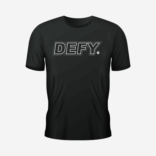 Defy White Grey Logo Black Cotton T Shirt - DEFY PAINTBALL